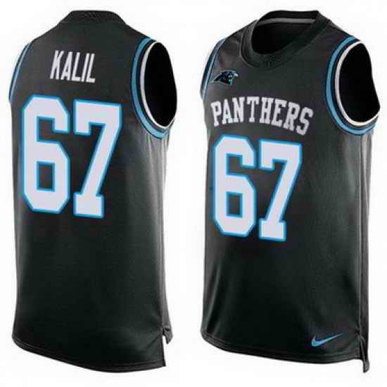 Nike Panthers #67 Ryan Kalil Black Team Color Mens Stitched NFL Limited Tank Top Jersey